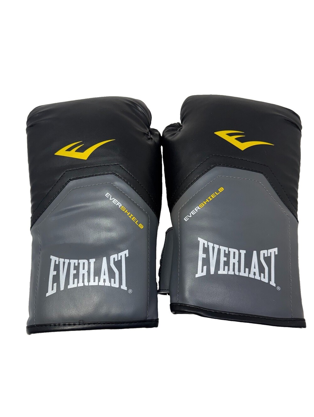 Everlast Elite EverShield Boxing Gloves 16 oz Black Gray Yellow Training Sparing